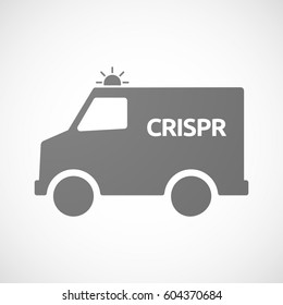 Illustration of an isolated ambulance with  the clustered regularly interspaced short palindromic repeats acromym CRISPR