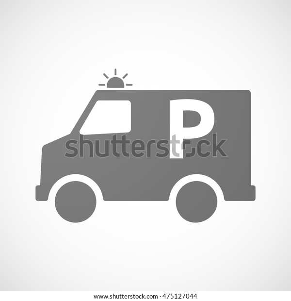 Illustration of an isolated ambulance icon with    the\
letter P