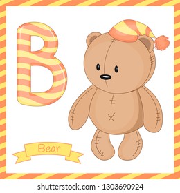 illustration of isolated animal Alphabet B with bear cartoon.