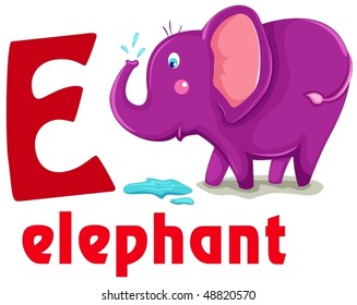 Illustration des isolierten tierischen Alphabets E mit Elefanten