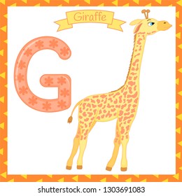 illustration of isolated animal alphabet G for giraffe.