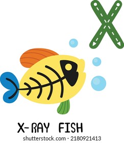 Illustration Isolated Animal Alphabet Letter X-X ray fish