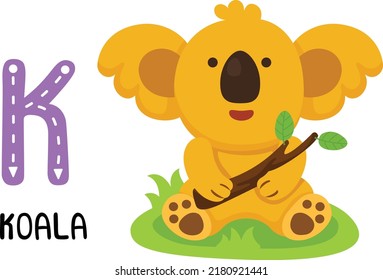 Illustration Isolated Animal Alphabet Letter K-Koala
