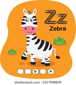 Illustration Isolated Animal Alphabet Letter Z-Zebra