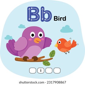 Illustration Isolated Animal Alphabet Letter B-Bird