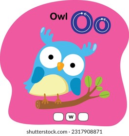 Illustration Isolated Animal Alphabet Letter O-Owl