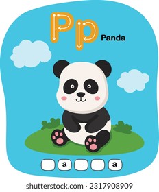 Illustration Isolated Animal Alphabet Letter P- Panda