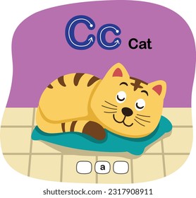 Illustration Isolated Animal Alphabet Letter C-Cat