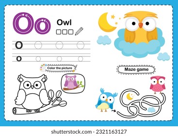 Illustration Isolated Animal Alphabet Letter O-Owl