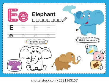 Illustration Isolated Animal Alphabet Letter E-Elephant