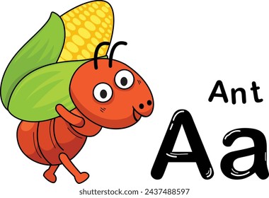 Illustration Isolated Animal Alphabet Letter A-Ant