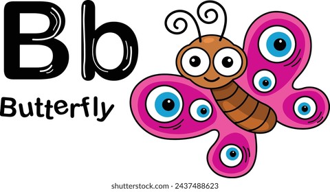 Illustration Isolated Animal Alphabet Letter B-Butterfly