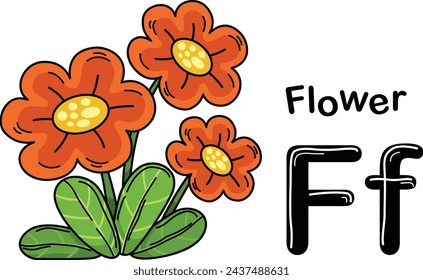 Illustration Isolated Animal Alphabet Letter F-Flower