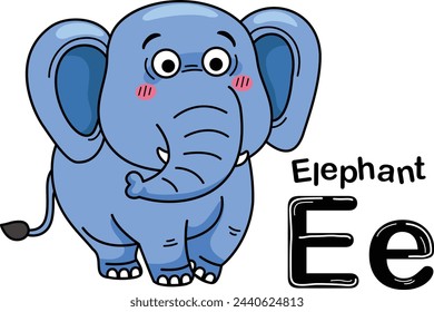 Illustration Isolated Animal Alphabet Letter E-Elephant