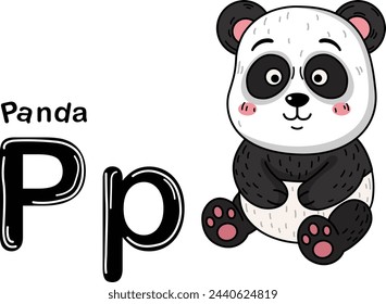 Illustration Isolated Animal Alphabet Letter P-Panda