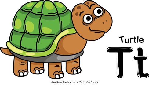 Illustration Isolated Animal Alphabet Letter T-Turtle