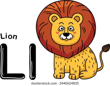 Illustration Isolated Animal Alphabet Letter L-Lion