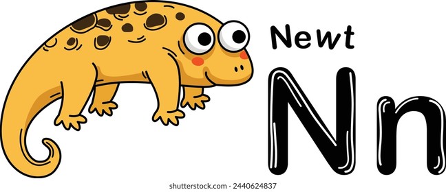 Illustration Isolated Animal Alphabet Letter N-Newt