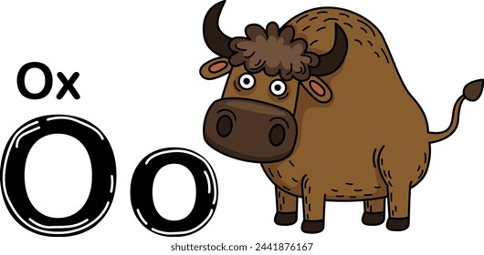 Illustration Isolated Animal Alphabet Letter O-Ox