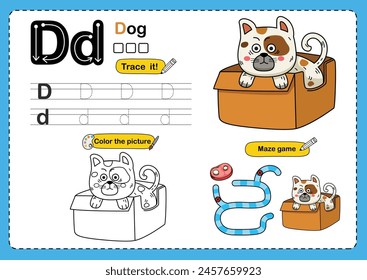 Illustration Isolated Animal Alphabet Letter D-Dog