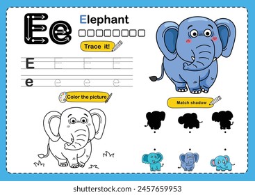 Illustration Isolated Animal Alphabet Letter E-Elephant