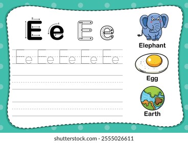 Illustration Isolated Animal Alphabet Letter E