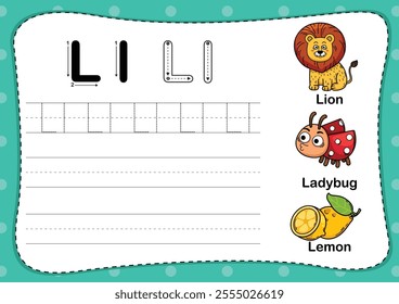 Illustration Isolated Animal Alphabet Letter L