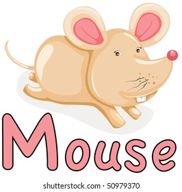 illustration of isolated animal alphabet M for mouse