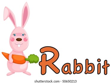 illustration of isolated animal alphabet R for rabbit