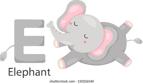 illustration of isolated animal E with elephant