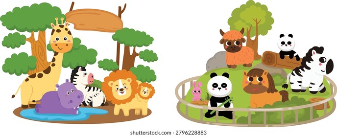 illustration of isolated animal zoo vector
