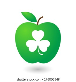 Illustration of an isolated apple  with a clover icon