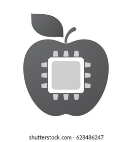 Illustration of an isolated apple fruit with a cpu