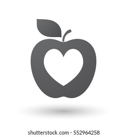Illustration of an isolated apple fruit with  the heart poker playing card sign