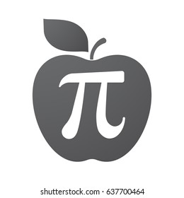 Illustration of an isolated apple fruit with the number pi symbol