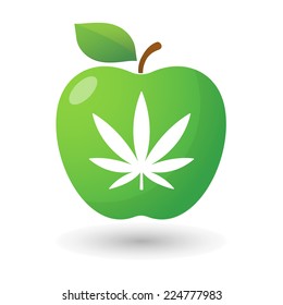 illustration of an isolated apple icon with a marijuana leaf
