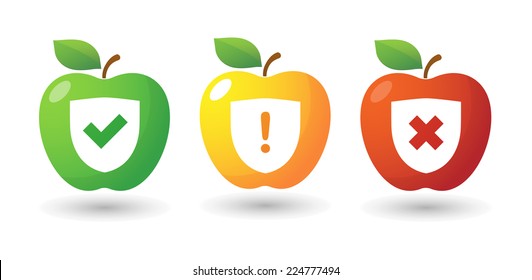 illustration of an isolated apple icon set with survey icons