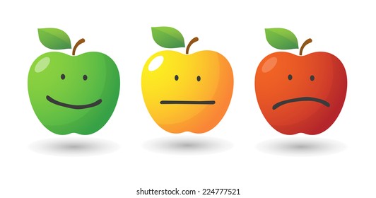 illustration of an isolated apple icon set with emoticons