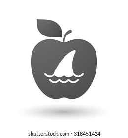 Illustration of an isolated apple with a shark fin