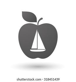 Illustration of an isolated apple with a ship