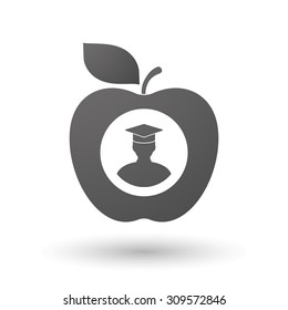 Illustration of an isolated apple with a student