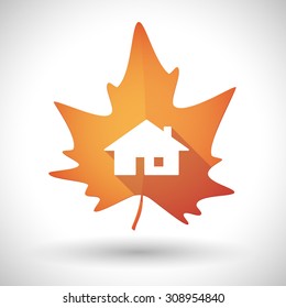 Illustration of an isolated autumn leaf icon with a house