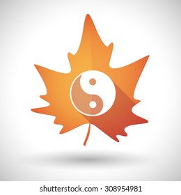 Illustration of an isolated autumn leaf icon with a yin yang