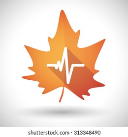 Illustration of an isolated  autumn leaf icon with a heart beat sign