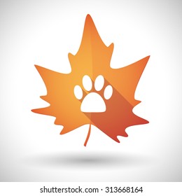 Illustration of an isolated autumn leaf icon with an animal footprint