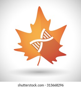 Illustration of an isolated autumn leaf icon with a DNA sign