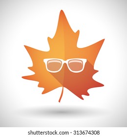 Illustration of an isolated autumn leaf icon with a glasses