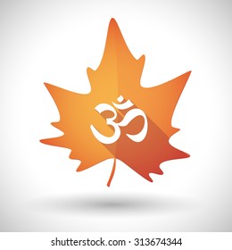 Illustration of an isolated autumn leaf icon with an om sign