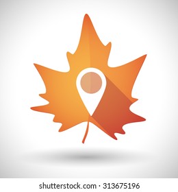 Illustration of an isolated autumn leaf icon with a map mark