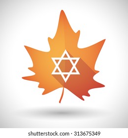 Illustration of an isolated  autumn leaf icon with a David star